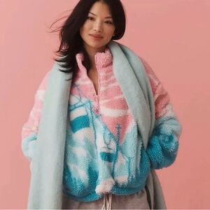 Anthropologie x Beach Riot Leona Slopes Sherpa Quarter-Zip Pullover, MED NWT